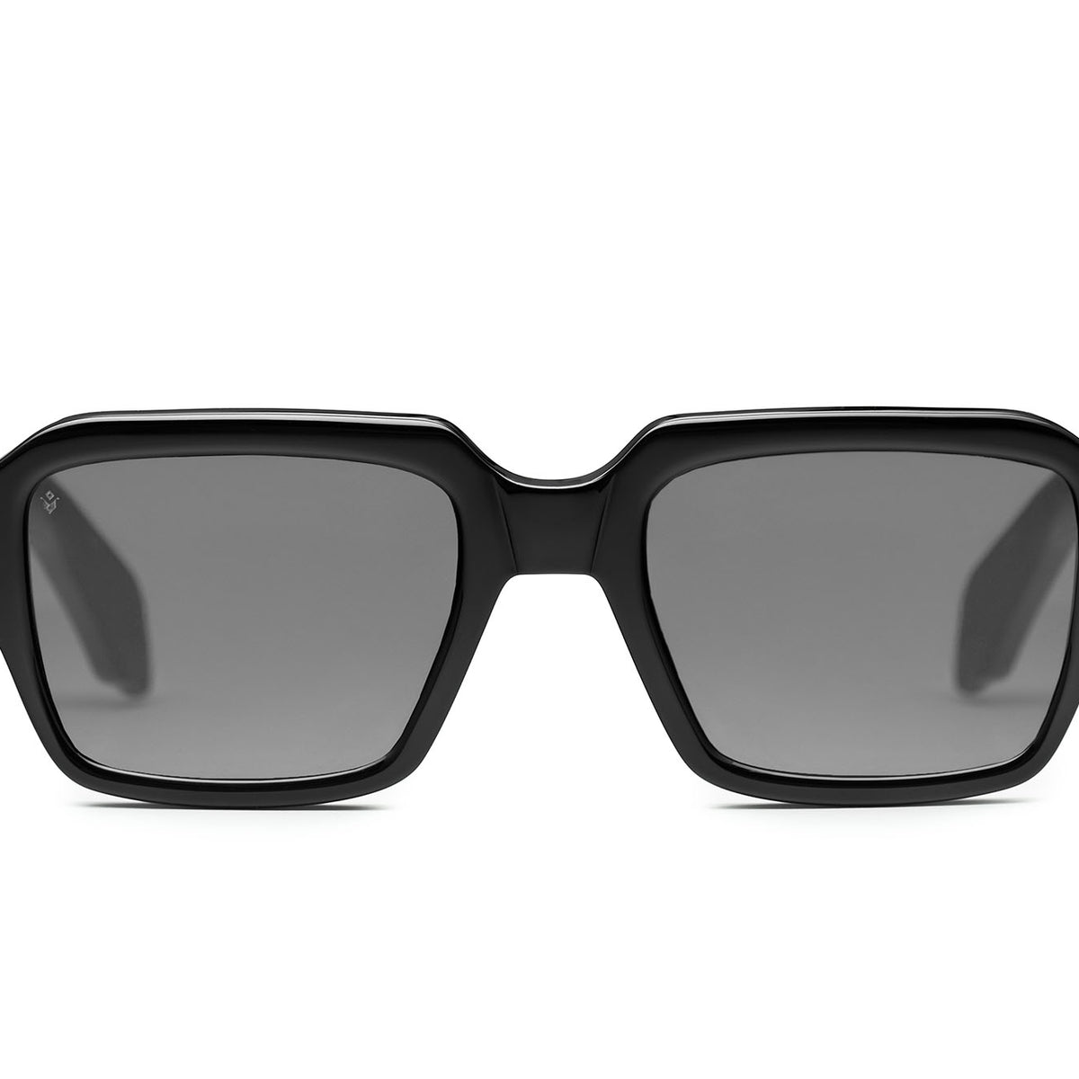 Dante square sunglasses in Black with grey lenses — Italian-made luxury eyewear by J. Goldin, designed in Atlanta.