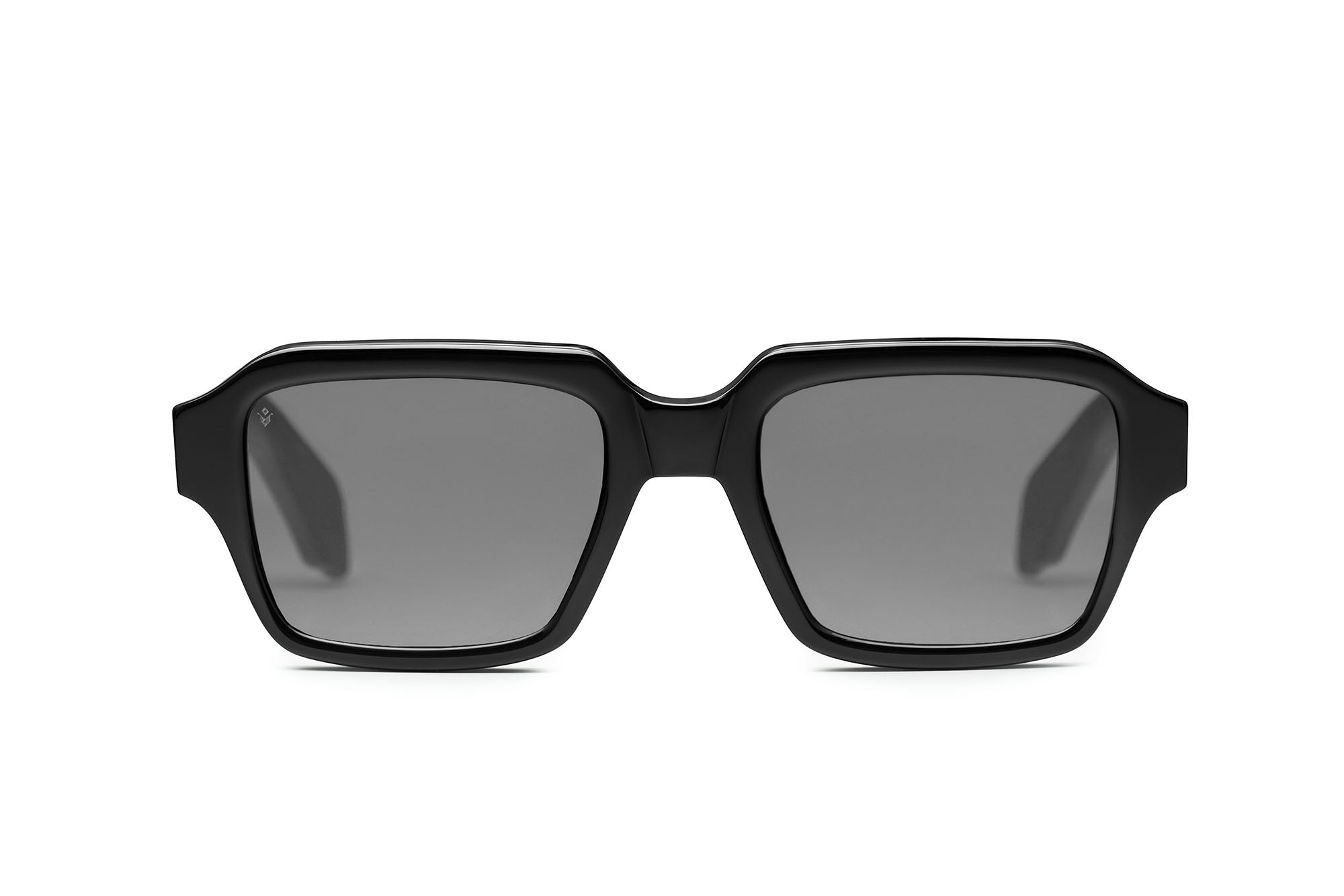 Dante square sunglasses in Black with grey lenses — Italian-made luxury eyewear by J. Goldin, designed in Atlanta.