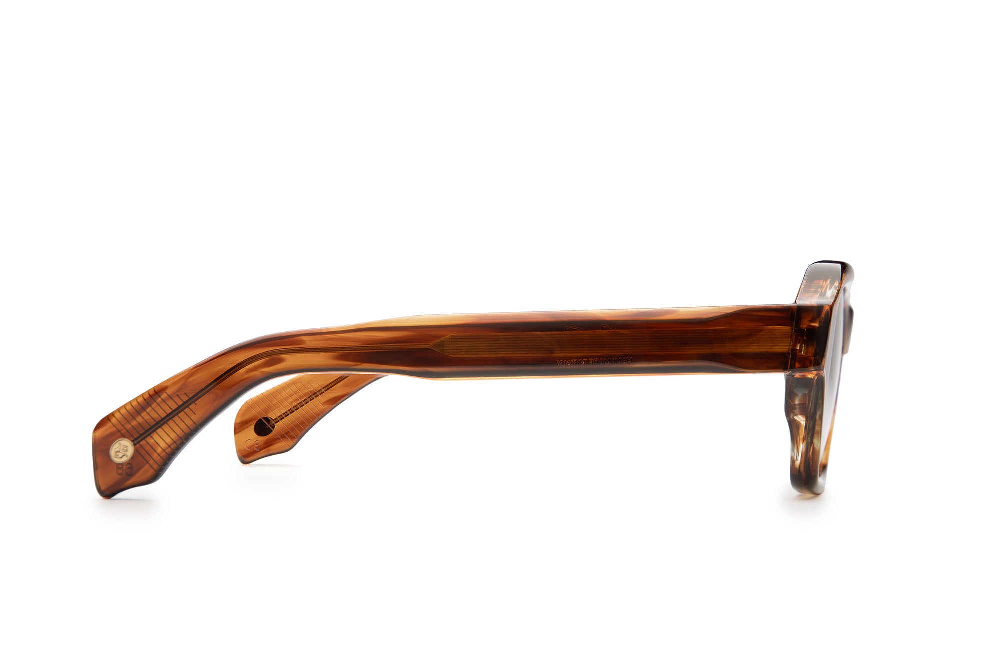 Side profile of Dante Dark Brown Demi sunglasses with grey lenses by J. Goldin — handcrafted Italian luxury eyewear.