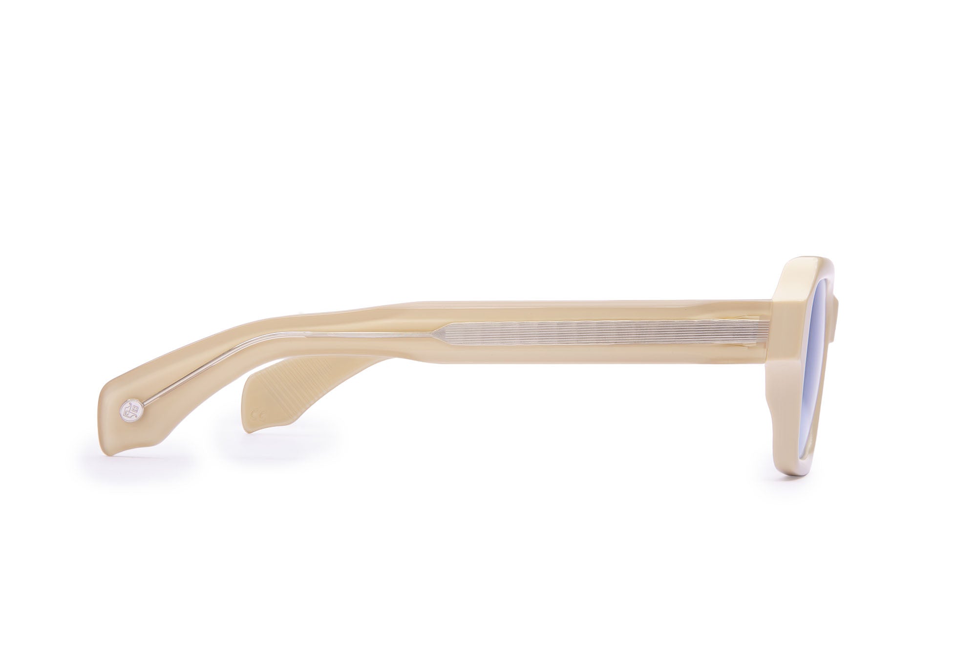 Side profile of Dante Milk White sunglasses by J. Goldin — handcrafted Italian luxury eyewear.