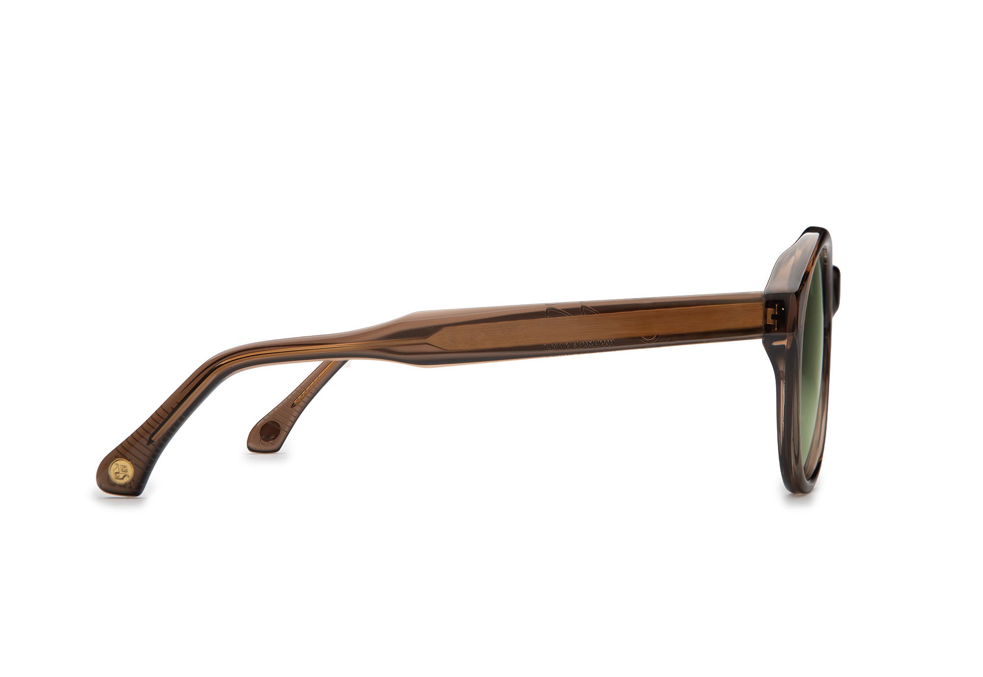 Side profile of Eros Dark Brown Crystal sunglasses by J. Goldin — handcrafted Italian luxury eyewear.