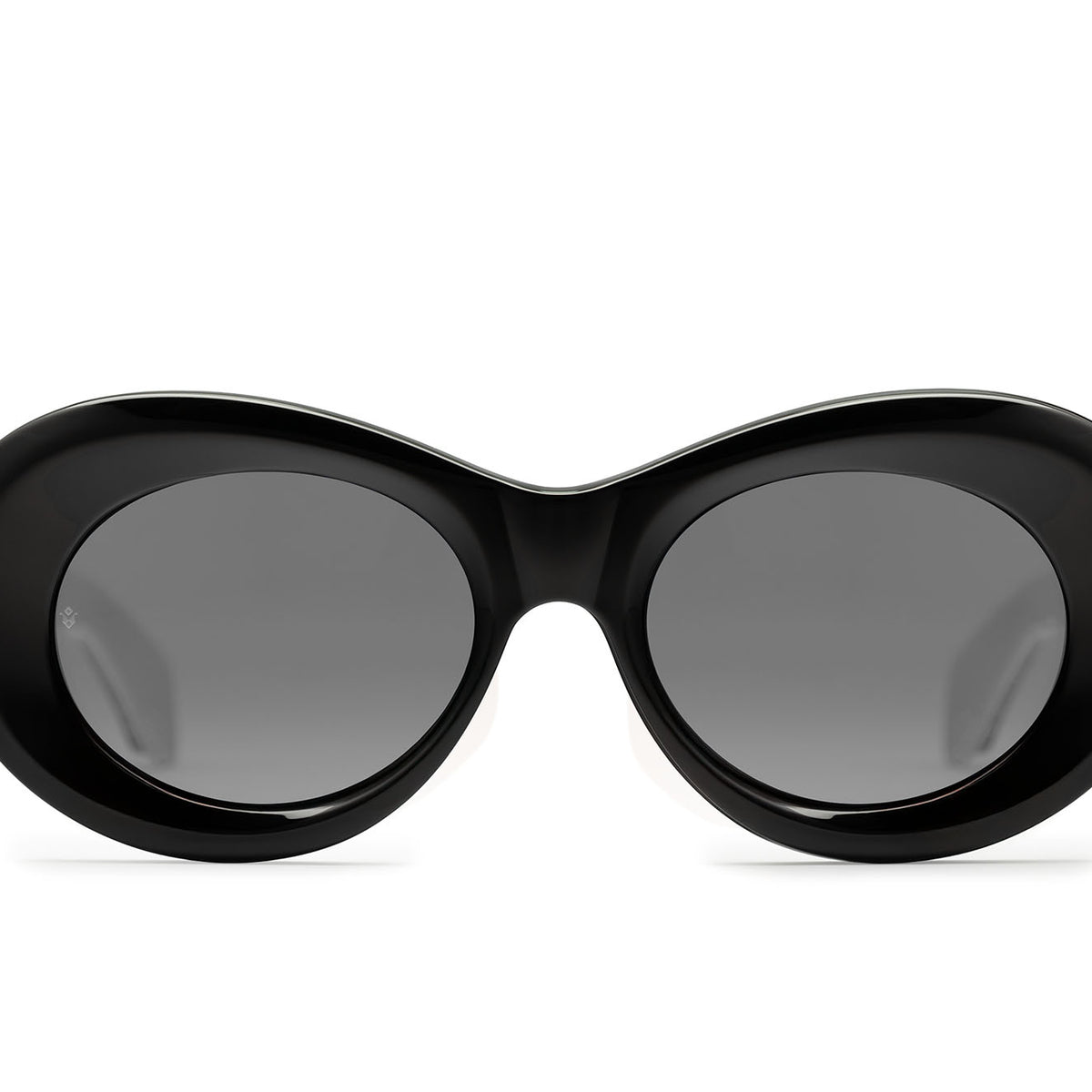 Fortuna cat-eye sunglasses in Black with grey lenses — Italian-made luxury eyewear by J. Goldin, based in Atlanta.