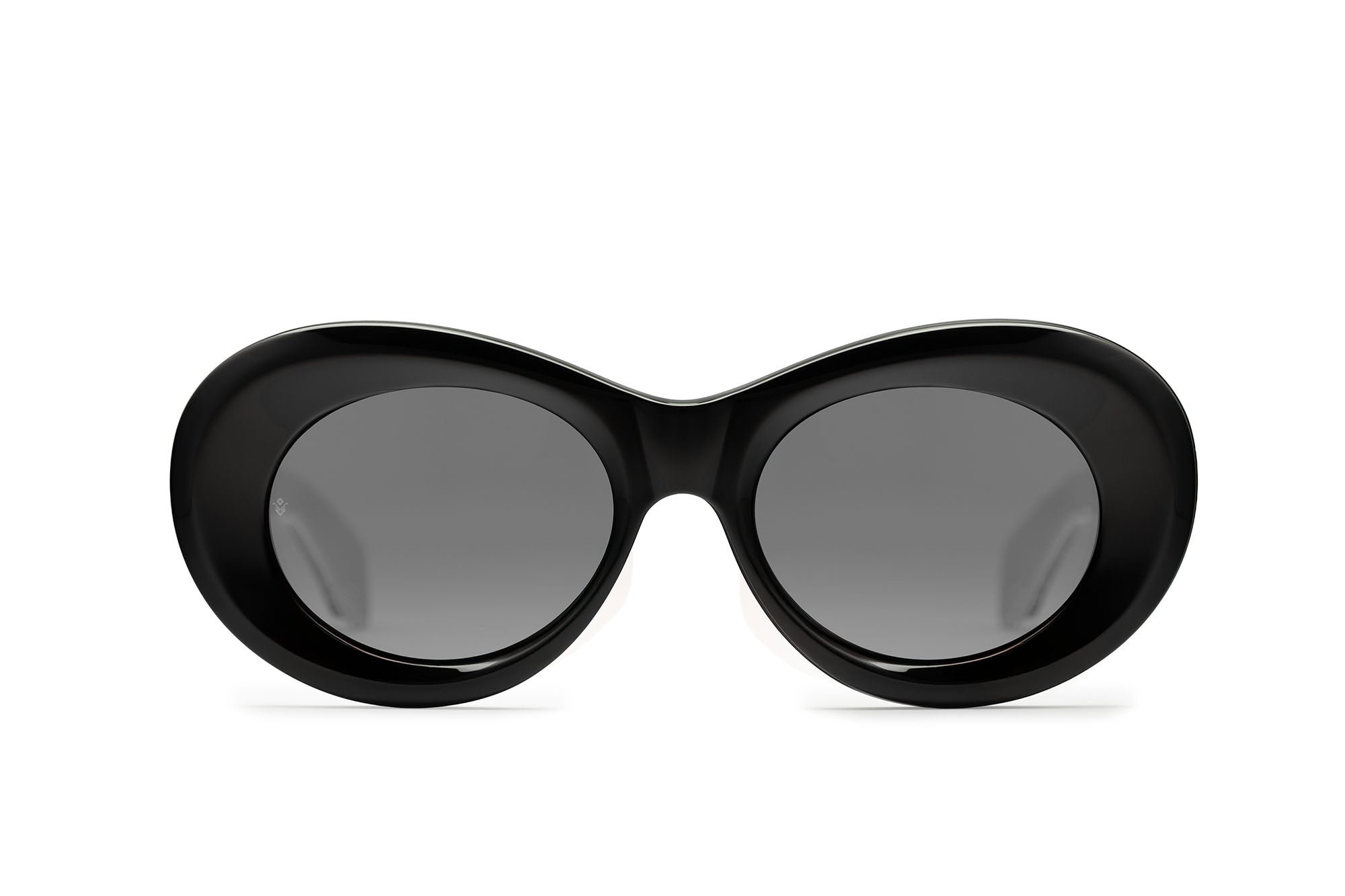 Fortuna cat-eye sunglasses in Black with grey lenses — Italian-made luxury eyewear by J. Goldin, based in Atlanta.