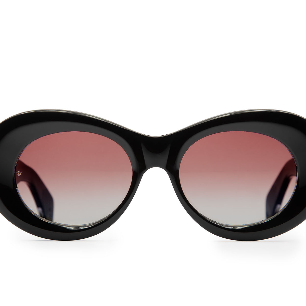 Fortuna cat-eye sunglasses in Black with rose lenses — Italian-made luxury eyewear by J. Goldin, designed in Atlanta.