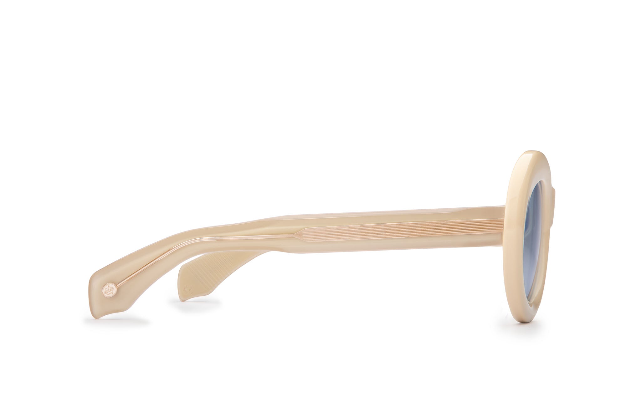 Side profile of Fortuna Milk White sunglasses by J. Goldin — handcrafted Italian eyewear made in Italy.