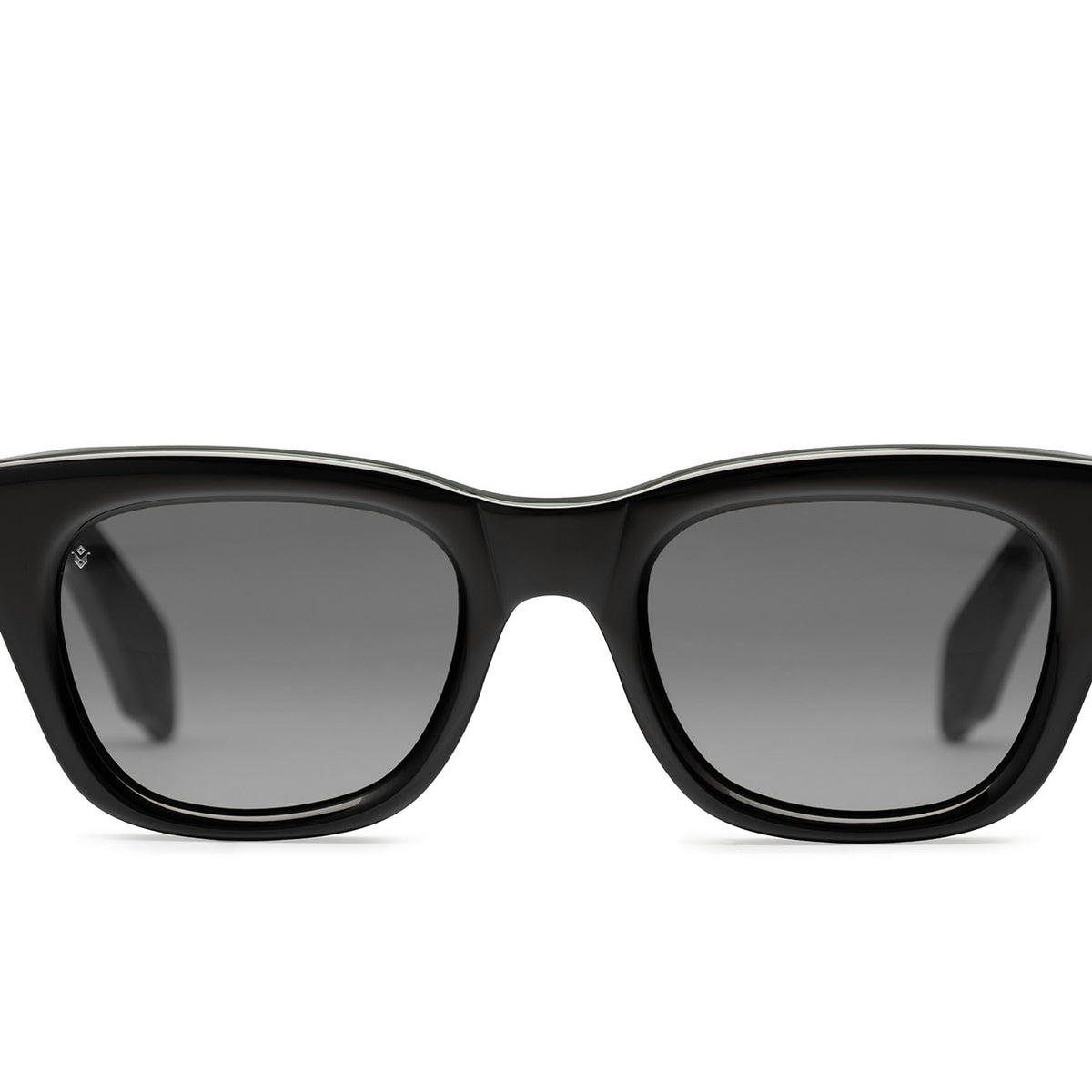 Jupiter square sunglasses in Black with grey lenses — Italian-made luxury eyewear by J. Goldin, designed in Atlanta.