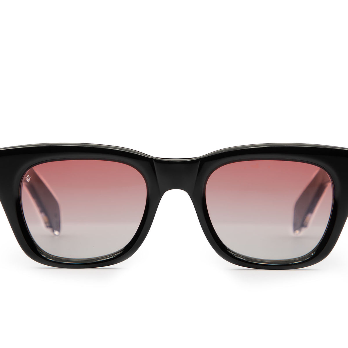 Jupiter square sunglasses in Black with rose lenses — luxury Italian-made eyewear by J. Goldin, designed in Atlanta.