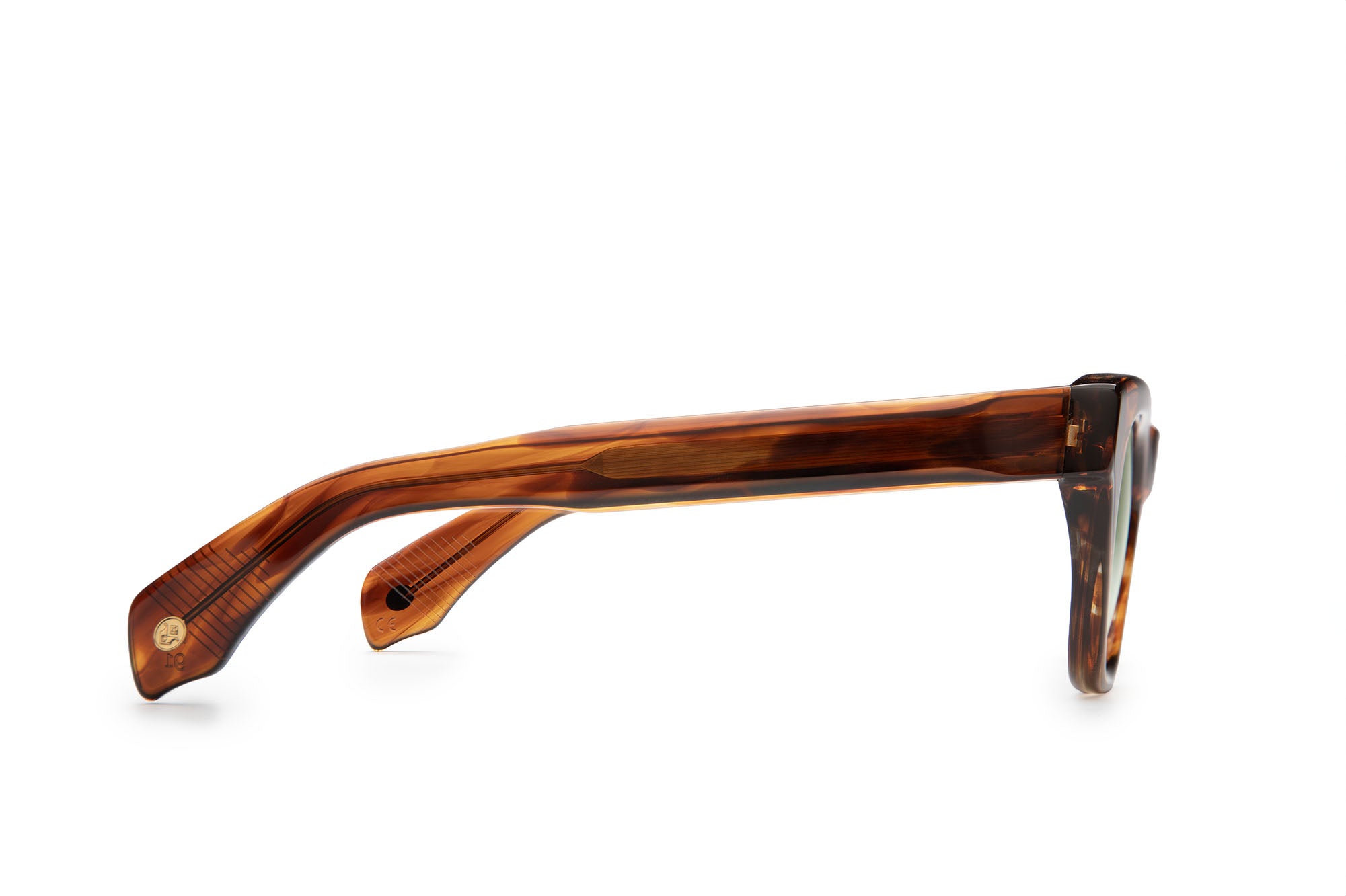 Angled view of Jupiter Dark Brown Demi sunglasses by J. Goldin — handcrafted Italian eyewear made in Italy.