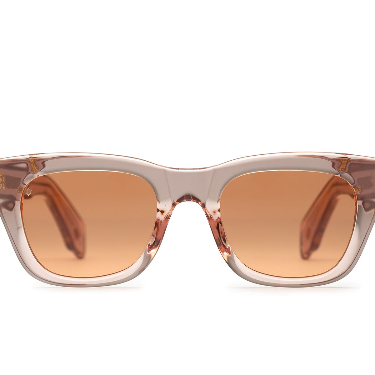 Jupiter square sunglasses in Tan Crystal with brown-red lenses — Italian-made luxury eyewear by J. Goldin, Atlanta.