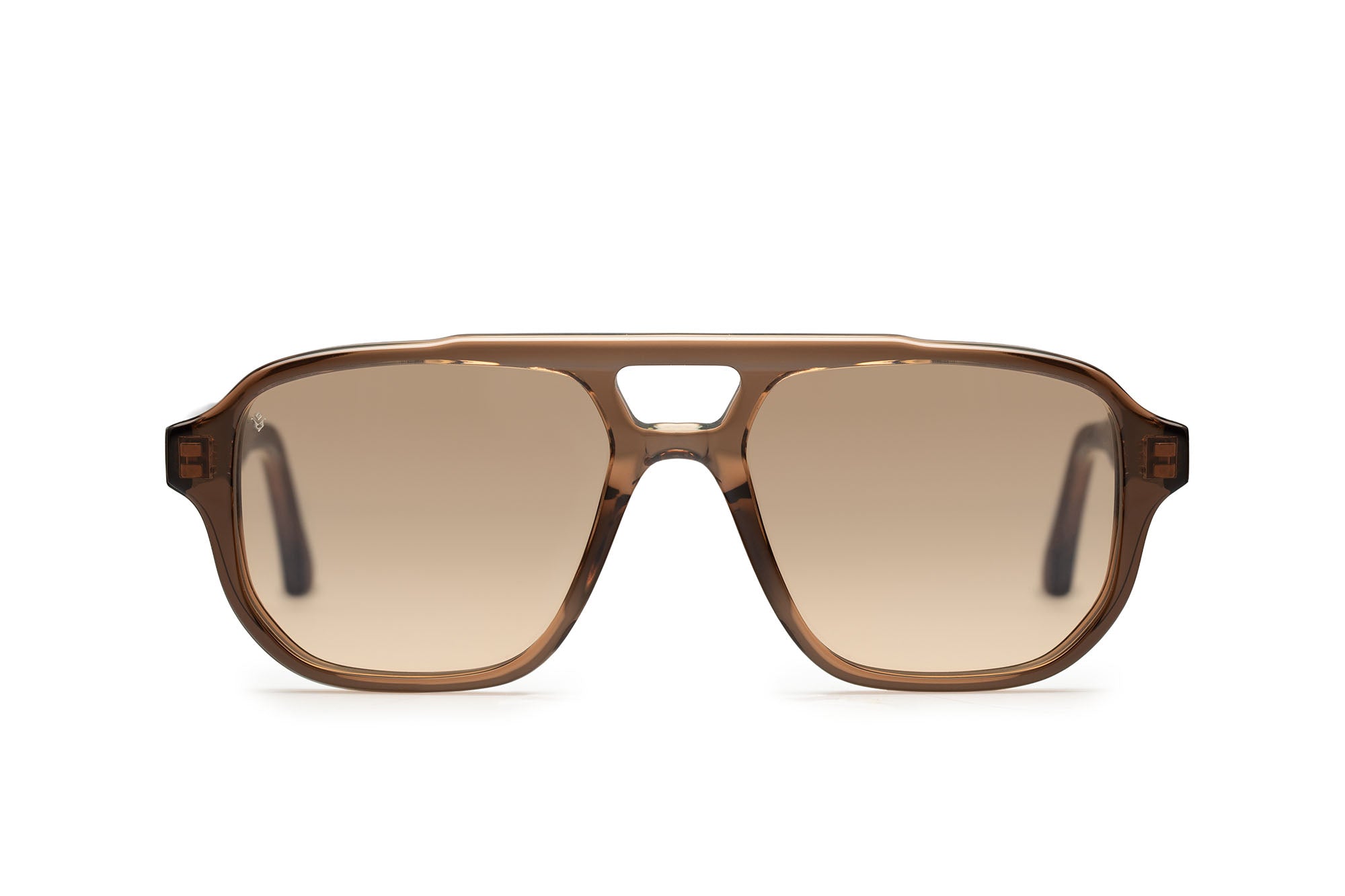 Stratos aviator sunglasses in Dark Brown Crystal with light brown lenses — luxury Italian-made eyewear by J. Goldin.