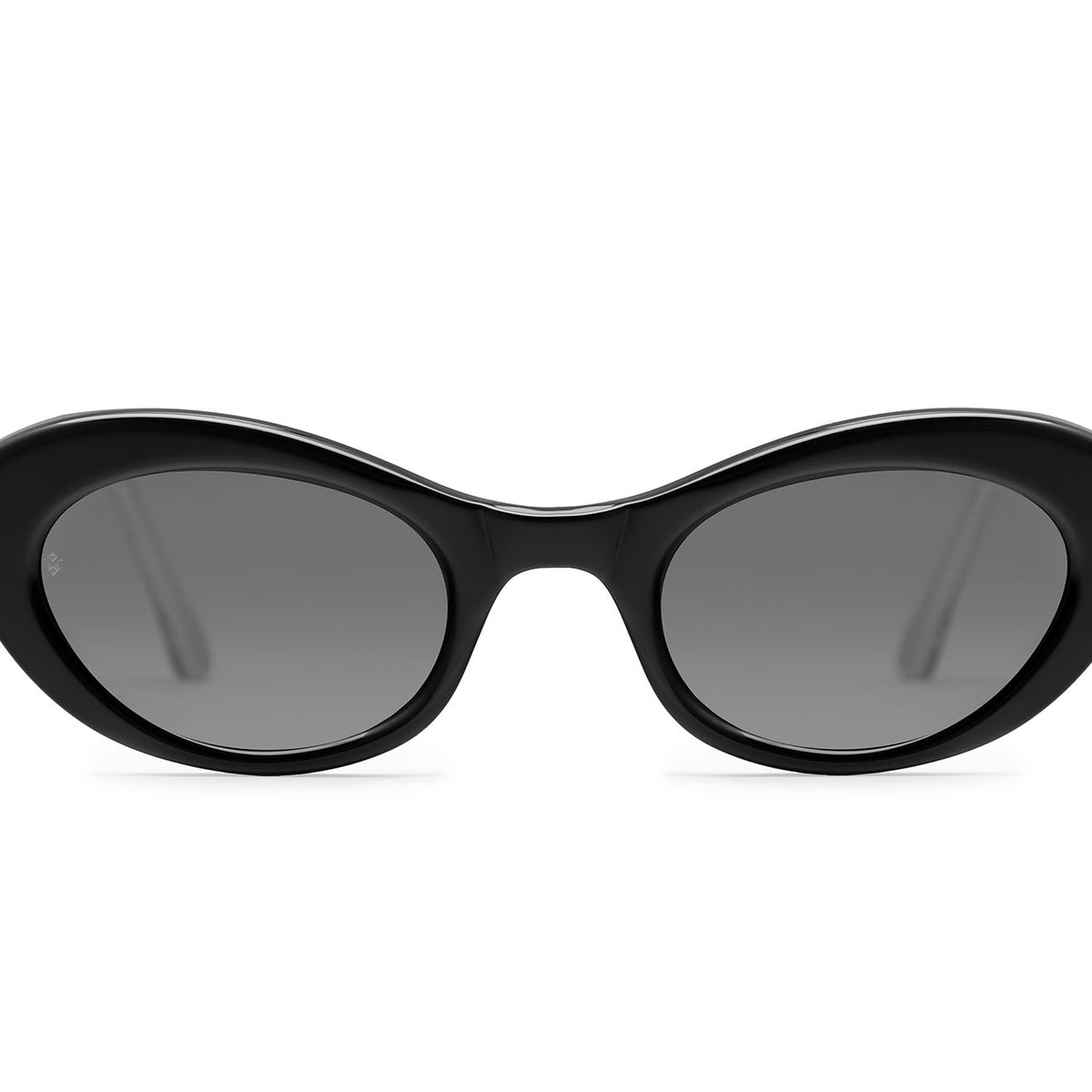 Vesta cat-eye sunglasses in Black with grey lenses — Italian-made luxury eyewear by J. Goldin, designed in Atlanta.