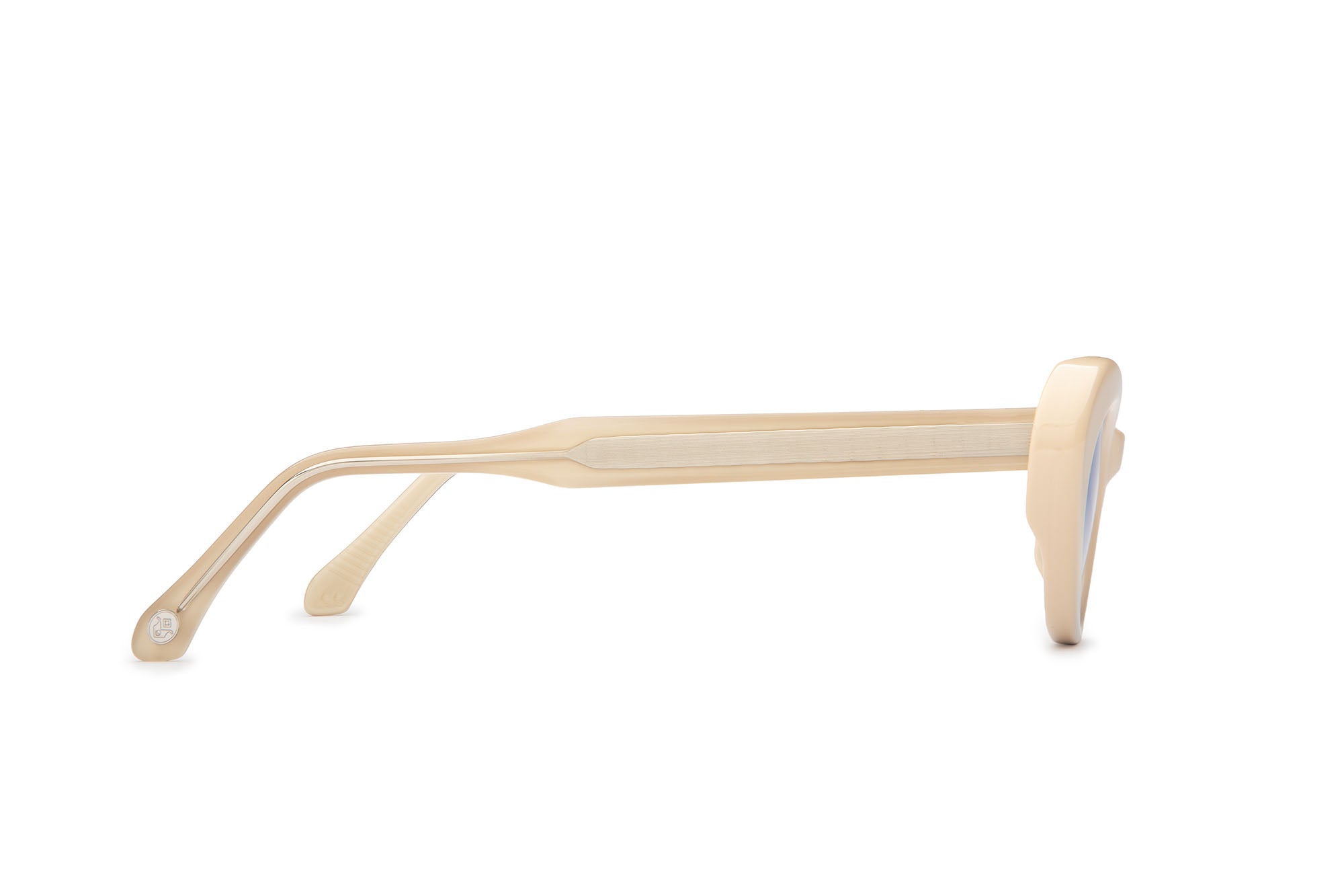 Side view of Vesta Milk White sunglasses by J. Goldin — handcrafted Italian eyewear made in Italy.