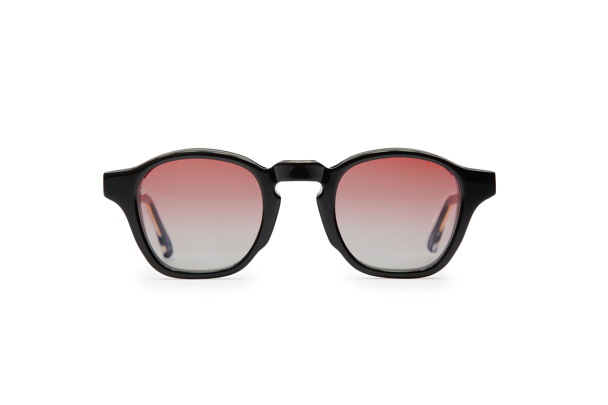 Virgil round black sunglasses with rose lenses — Italian-made luxury eyewear by J. Goldin, designed in Atlanta.